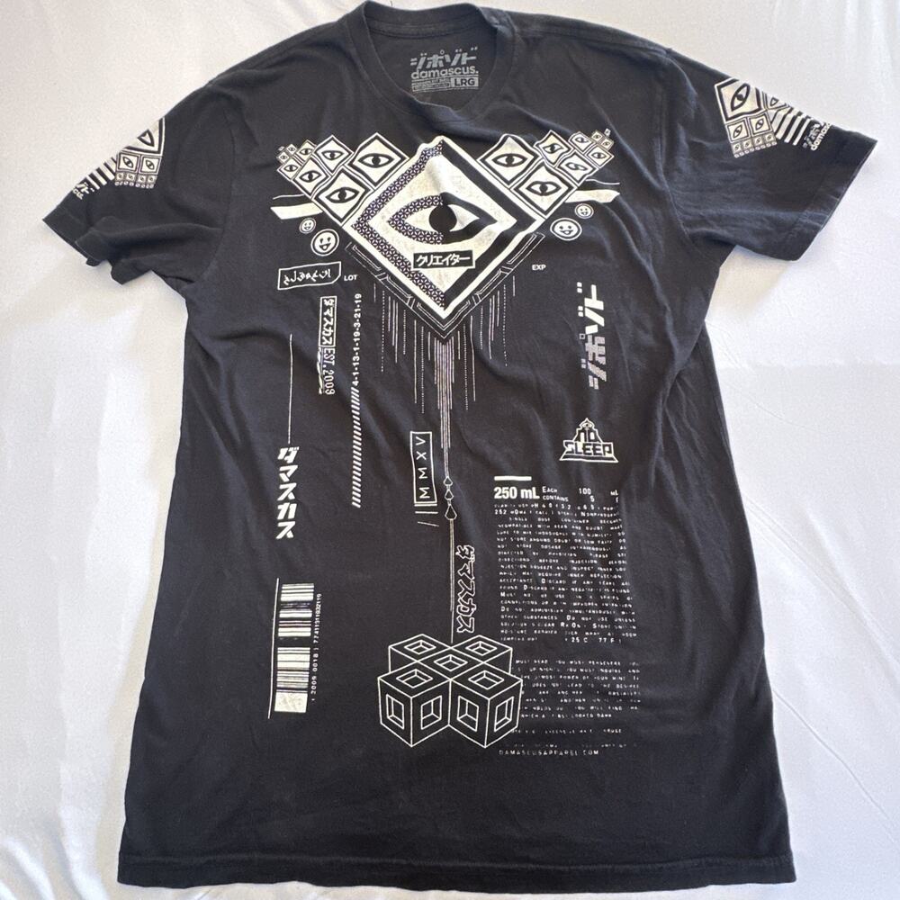 Damacus Shirt Mens Large Black White Apparel Industrial Cyberpunk Rave